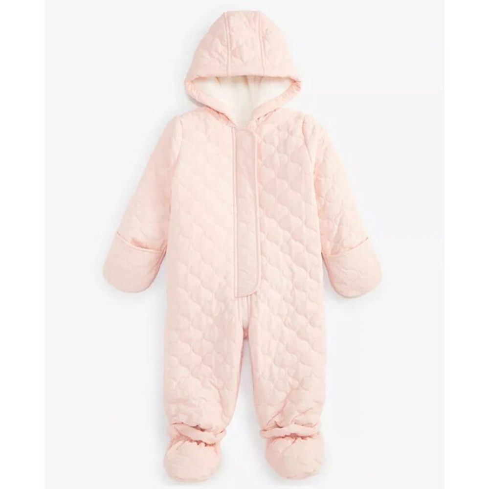 First Impressions Baby Girls Hooded Quilted Footed Snowsuit Pale Blush 24 MONTHS